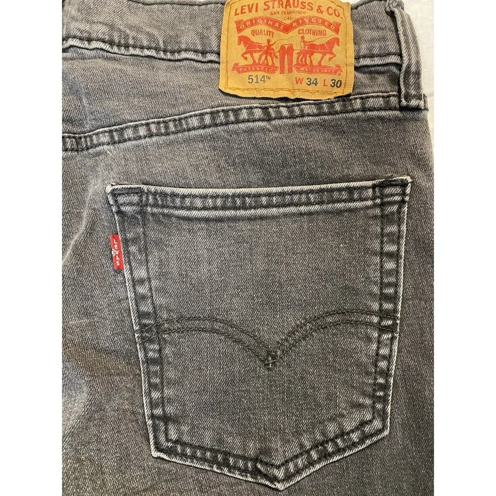 Levi's 514 Straight Fit Jeans Mens 34x30 Gray Wash Denim Stretch